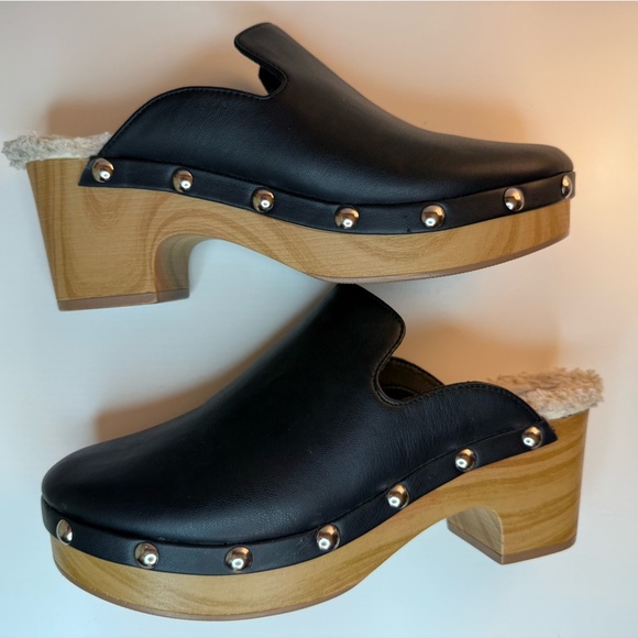 Chinese Laundry Black Call Out Clog Platform Block Heel Mules 7.5M Classic Retro - Picture 15 of 15
